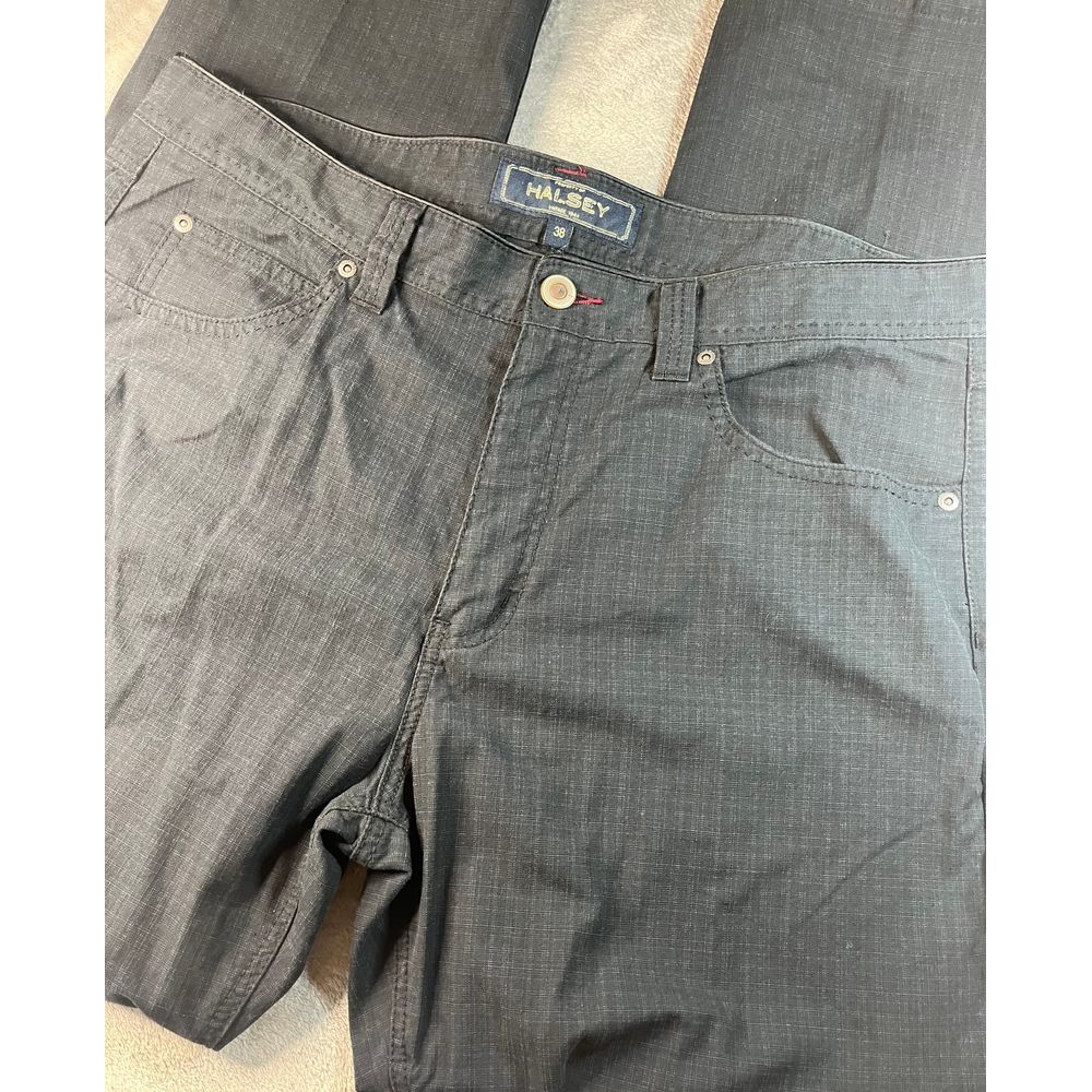 Halsey Vintage 1944 Mens‎ Charcoal Grey Crosshatch Pants 38x29 BF2042-S